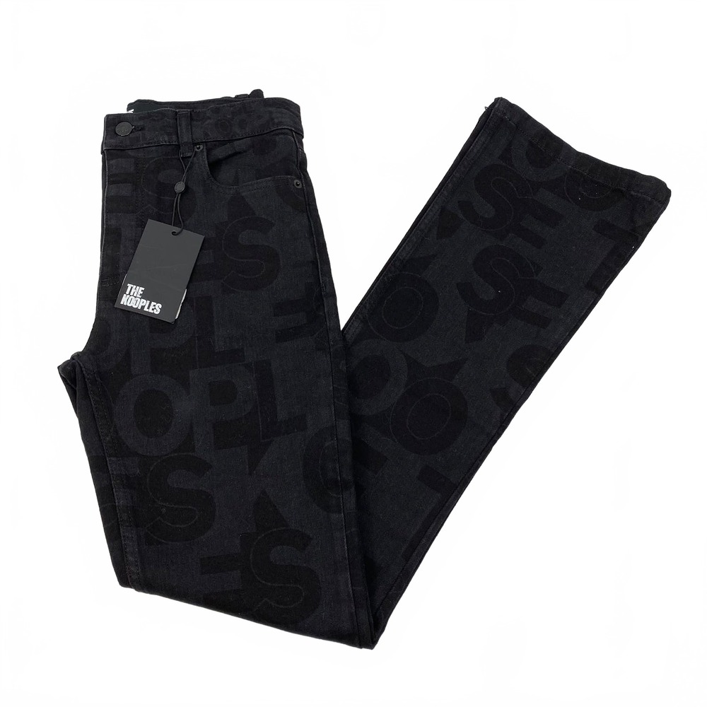 The Kooples Black Printed Cotton Blend Flare Jeans | Women’s Size 2